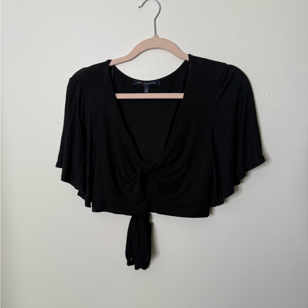 Black Crop Top with Tie-Front and Back